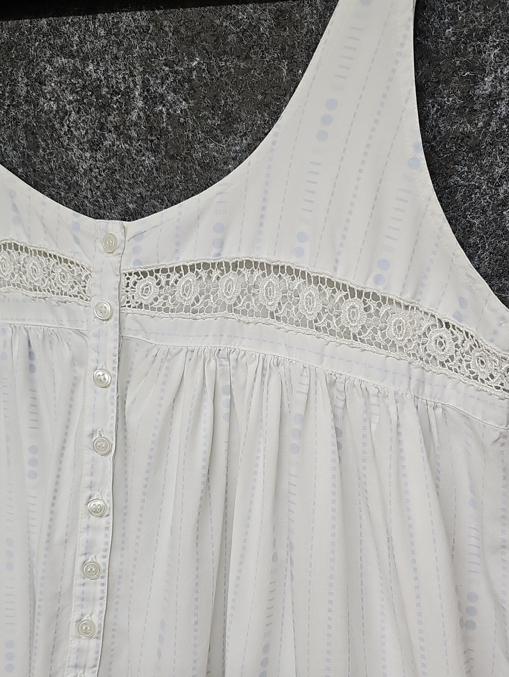 Vintage 90s Victoria Secret Prairie Gown, Cotton, White Blue, Generous SZ Large - Picture 3 of 13